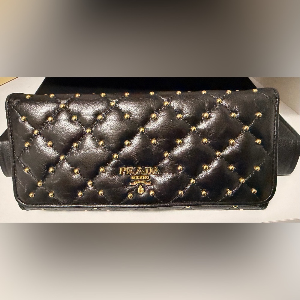 Authentic Prada Quilted Studded Leather Wallet – Professionally Re-Dyed